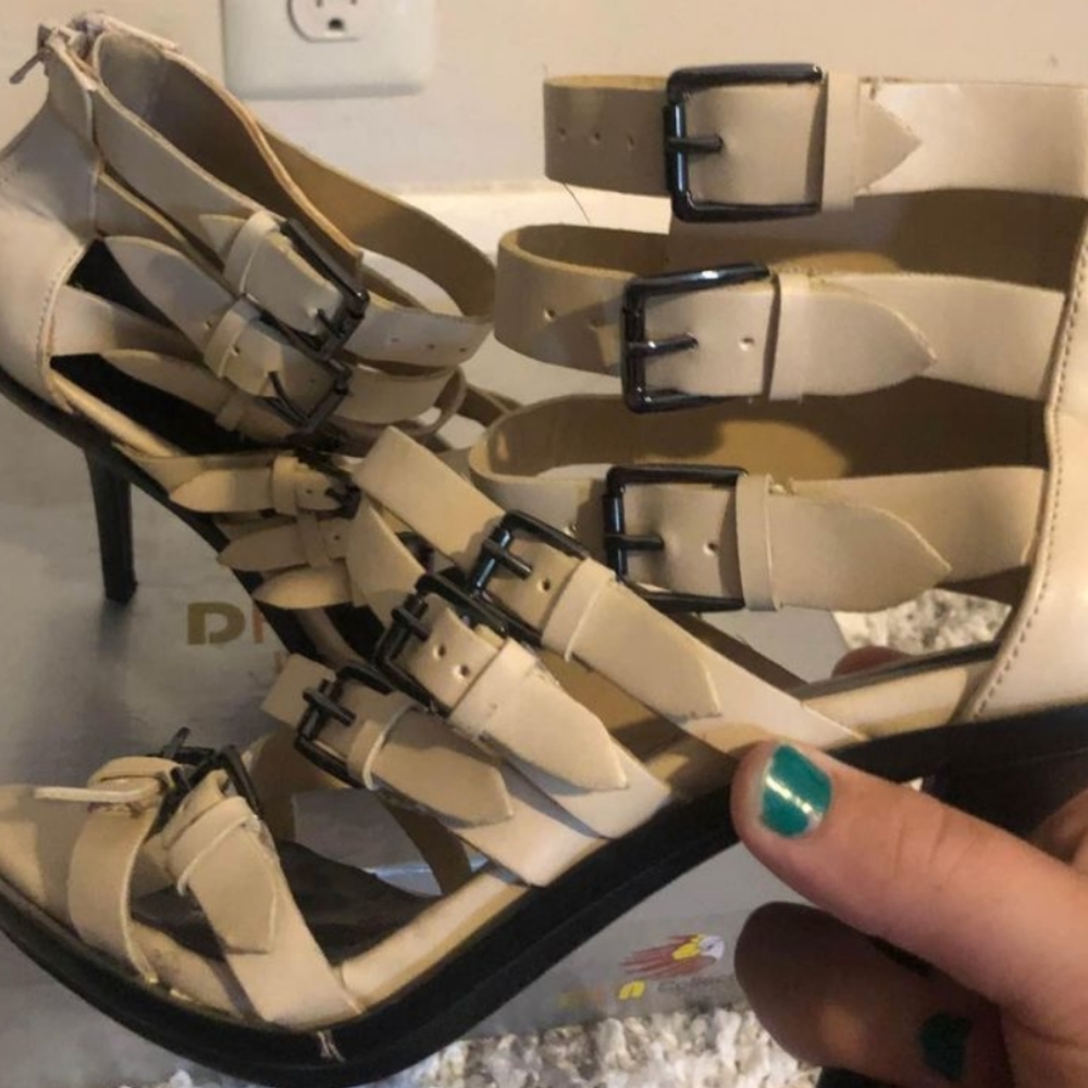 Strapped high heels